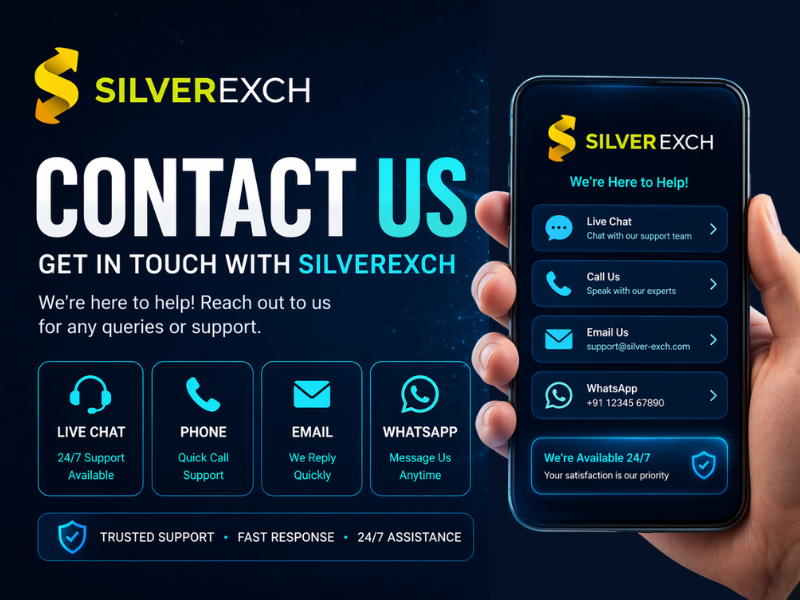 Contact Us page of SilverExchange – Get in touch with SilverExch support for help, account assistance, and inquiries