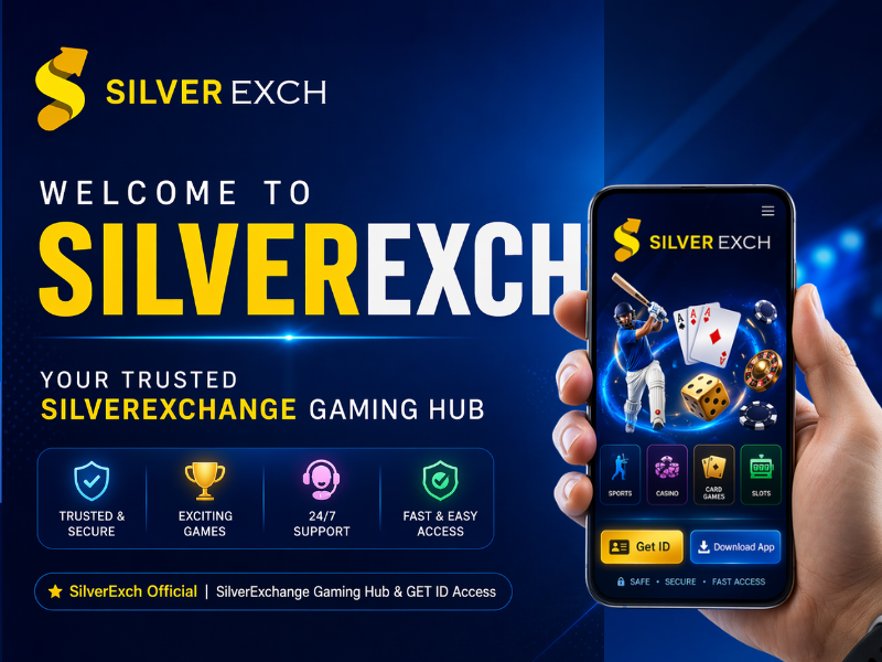 SilverExch official gaming platform dashboard showing SilverExchange ID access, secure login interface, and multiple online games in a modern user-friendly layout